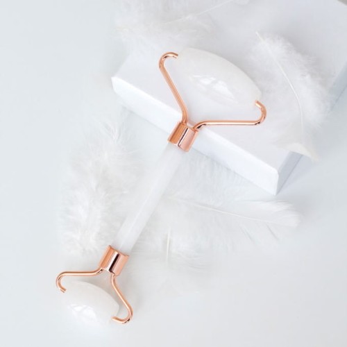 Roller do masażu twarzy Biały Jadeit